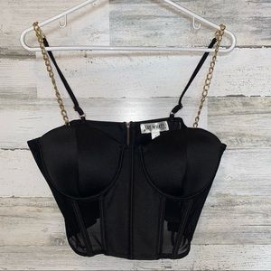 Chain and Mesh Corset Bustier Top by Say What?